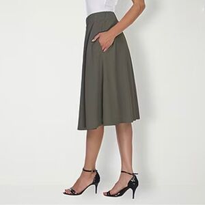 White Mark Olive Green A-Line Skirt